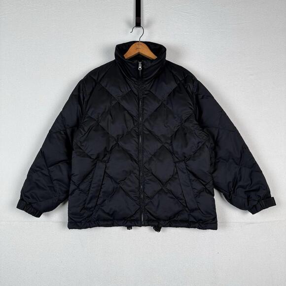 Eddie Bauer Down Fill Puffer Jacket Womens Medium Black Full Zip Coat Quilted - Picture 1 of 9
